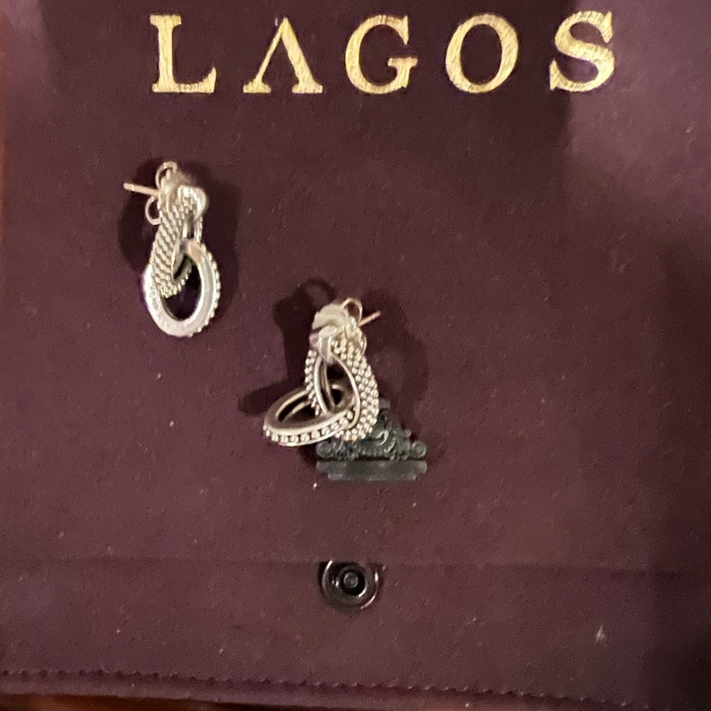 Sterling Silver Lagos Double Circle Earrings - image 3